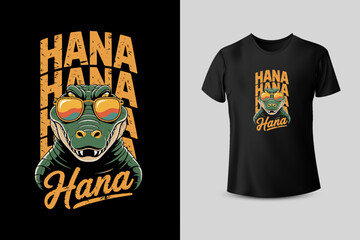 Hana Crocodile with Sunglasses T Shirt Design