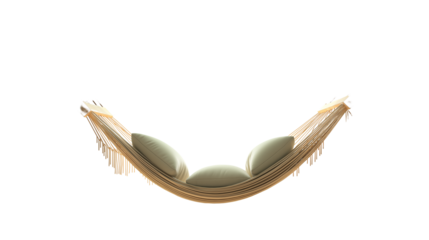 Hammock icon in 3D with tropical leaves in background, beach nap theme, white background, PNG 