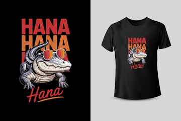 Hana Crocodile with Sunglasses T Shirt Design