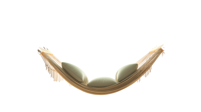 Hammock icon in 3D with tropical leaves in background, beach nap theme, white background, PNG 