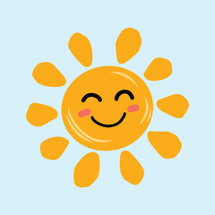 Happy Smiling Sun Cartoon Illustration