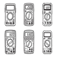 Digital multimeter line art symbol for electric diagnostic tool