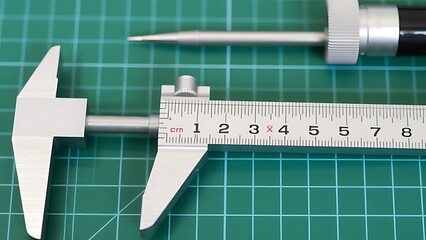 White isolated metal vernier caliper, compass, and ruler are essential tools for precision engineering measurement