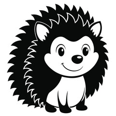 Fototapeta premium Adorable monochrome hedgehog smiles sweetly in this charming animal character artwork