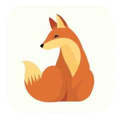 Obraz premium Cute illustration of a sitting orange fox with fluffy tail