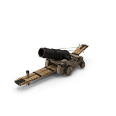 Medieval Catapult with Cannon isolated on transparent background