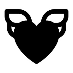 heart angel black glyph icon