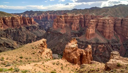 Dramatic Landscape of Sharyn Canyon in Kazakhstan