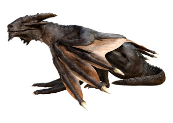 3D Rendering Fairy Tale Dragon on White