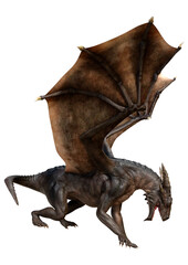 3D Rendering Fairy Tale Dragon on White