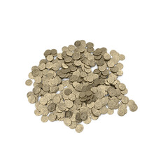 Pile of Ancient Gold Coins isolated on transparent background