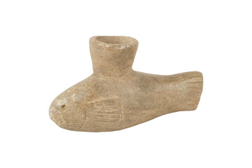 wooden hammer isolated on white  Hawk Effigy Stone Pipe
