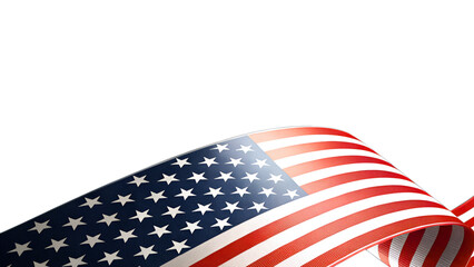 A red, white and blue ribbon with stars , USA United State of America flag ribbon, usa flag decorative banner border divider stripe set vector design template