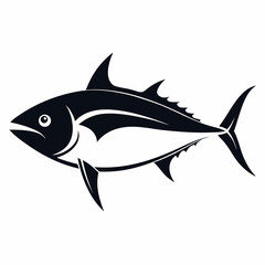 Tuna Fish Silhouette Illustration on White Background a Vector Design for Seafood Concepts and Marine Life Depictions with Clean Lines