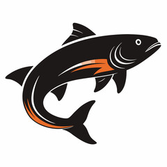 Elegant salmon silhouette illustration on a clean white background perfect for seafood menus fishing designs or marine life themed projects