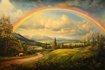 Obraz premium rainbow over the countryside