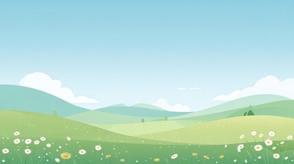 Fototapeta premium Springtime Meadow Landscape Illustration