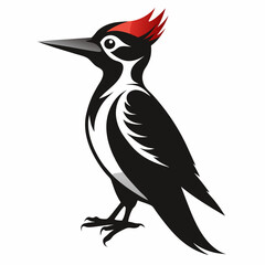 Woodpecker Silhouette Vector Illustration on White Background Featuring Detailed Design Elements and a Clean Modern Aesthetic Perfect for Various Creative