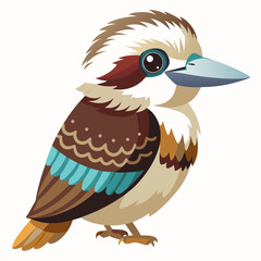 Kookaburra bird illustration detailed vector design of an Australian native animal perched on a branch isolated on a clean white