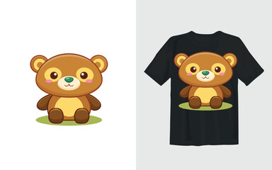 Obraz premium Cute Cartoon Bear Illustration for T Shirt Design and Apparel Printing