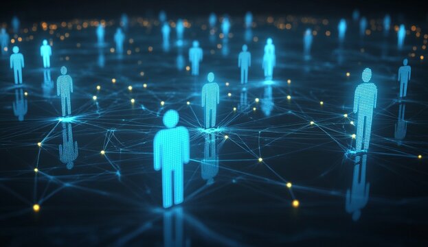 Abstract Network Of Digital People