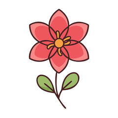 Naklejka premium Artistic red flower with layered petals and stem