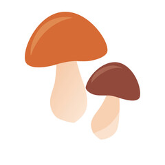 Orange and brown mushrooms in stylized cartoon