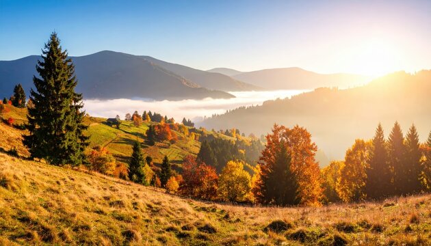 Majestic Carpathian Mountains at Sunrise in Autumn