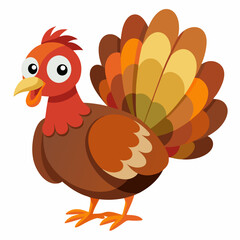 Detailed vector illustration of a Thanksgiving turkey isolated on a white background perfect for holiday designs and seasonal projects