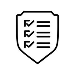 Shield Checklist Icon Outline Security Tasks