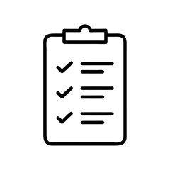 Checklist Clipboard Outline Icon with Check Marks