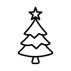 Christmas Tree Outline Icon with Star on Top