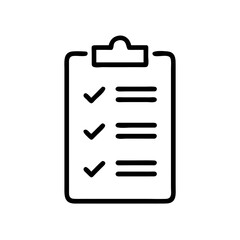Checklist Clipboard Icon with Tick Marks Outline