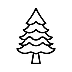 Pine Tree Outline Icon for Nature, Forest, and Winter Themes