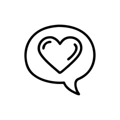 Heart in Speech Bubble Icon Outline for Love, Chat, and Communication Themes