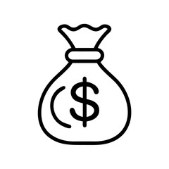 Money Bag Icon Outline for Finance, Banking, and Investment Themes
