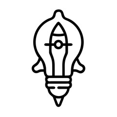 Creative Light Bulb Rocket Icon for Innovation and Startup Concept Design