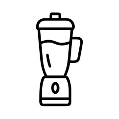 Electric Blender Icon Line Art for Kitchen Appliance and Smoothie Concepts