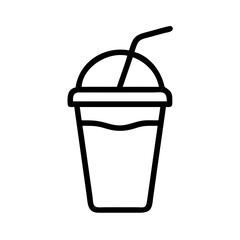 Cold Drink Cup Icon with Straw Line Art Beverage Illustration