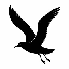 Seagull in Flight A Simple Black Silhouette on a White Background Ideal for Nature Wildlife or Coastal Themed Designs and