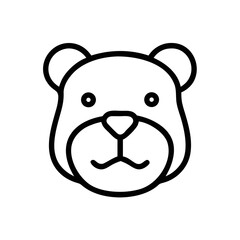 Bear Face Icon Outline – Wild Animal Head Line Art for Nature and Wildlife