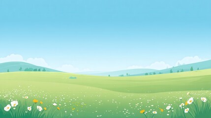 Spring Meadow Landscape Illustration