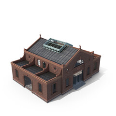 Old Industrial Building Modular Interior and Exterior isolated on transparent background