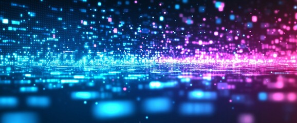 Abstract Futuristic Digital Data Background With Glowing Lines