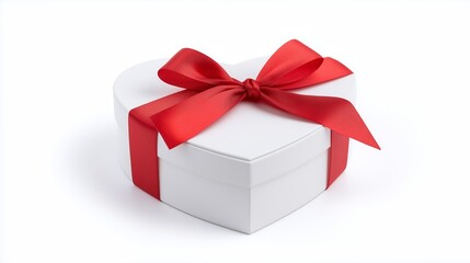 Fototapeta premium Love shaped gift box isolated on white background.