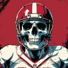 human skull wearing an american football helmet