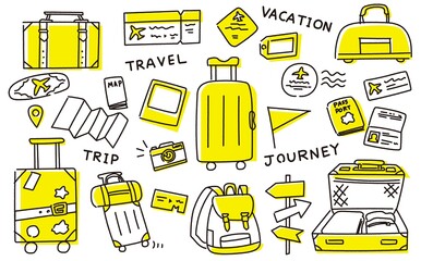 シンプルなトラベルグッズイラスト素材セット
