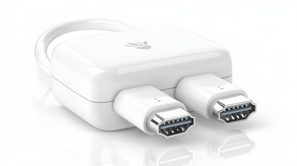 White USB C Hub Adapter with Two Ports on White Background