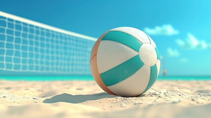 Worn Volleyball on Sandy Beach Near Ocean