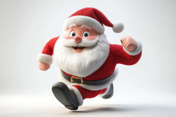 Obraz premium Festive Santa Claus in Red Suit Running Quickly